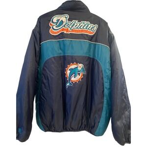 Miami Dolphins NFL Football  Vintage Reversible Jacket Men's Embroidered on Both